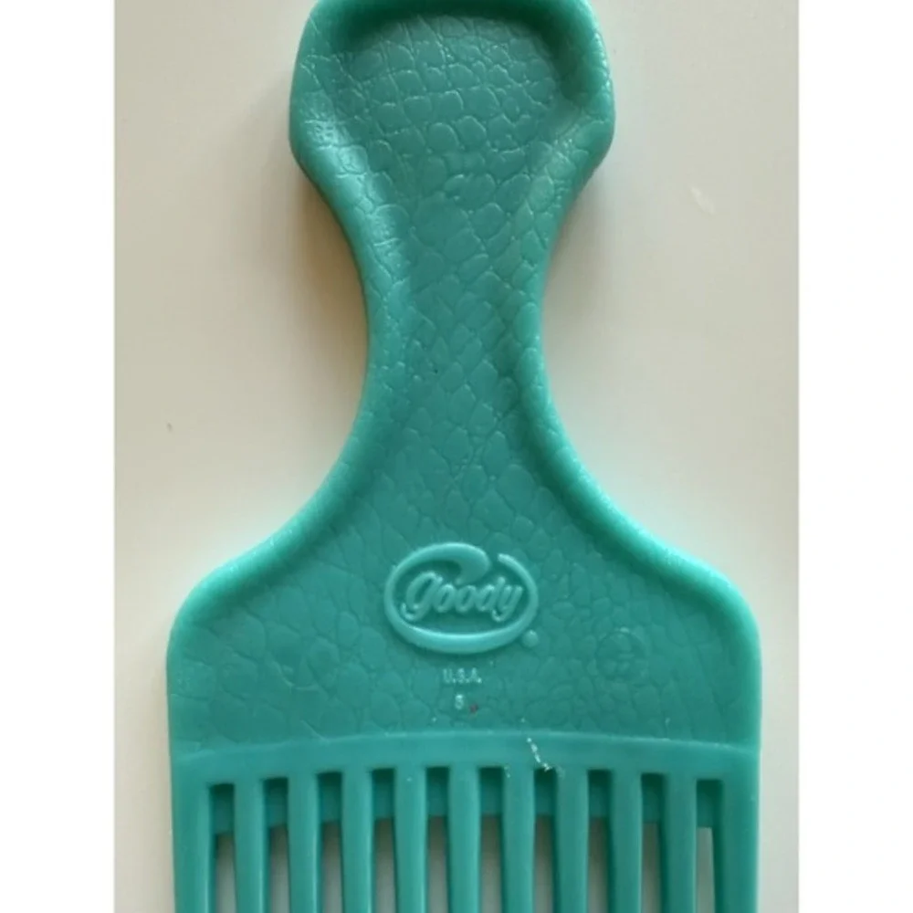 Vintage Goody USA Hair Pick Lift Plastic Croc Textured 6.5 In Teal‎